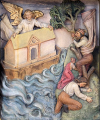 Noah's Ark, relief in the church of Saint Martin in Zagreb, Croatia