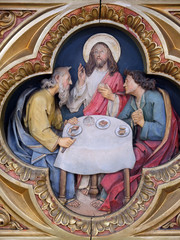 Supper at Emmaus, relief in the church of Saint Martin in Zagreb, Croatia