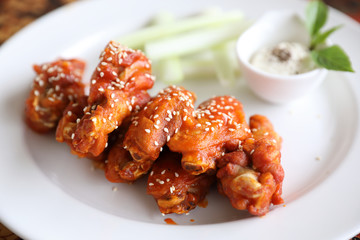 buffalo wings , Fried chicken with hot and spicy sauce