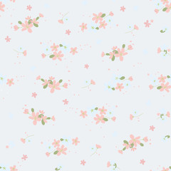 Fototapeta na wymiar Seamless pattern with small flowers on a gray background. Spring light airy texture for Wallpaper, interior, tiles, textiles, scrapbooking, packaging and various types of design. vector.