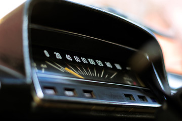 Analog speedometer of an old retro car