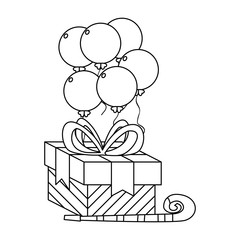 gift box present with balloons helium