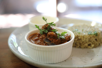 Masala curry , indian food with Biryani rice