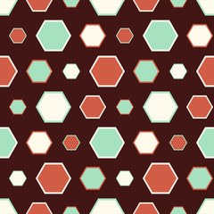 Seamless geometric pattern with bright polygons of different sizes.