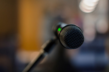 Obraz premium black microphone. conference