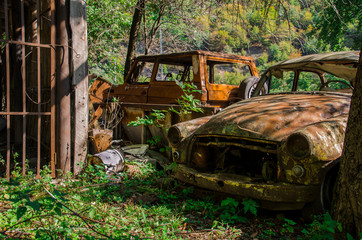 abandoned rusty car