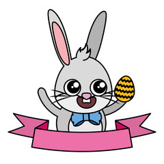 Fototapeta premium beautiful rabbit with egg painted easter character