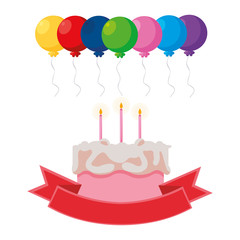 sweet cake birthday with balloons helium
