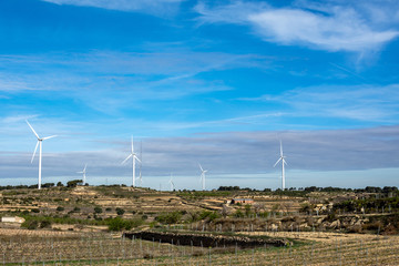 Beautiful landscape of group of windmills