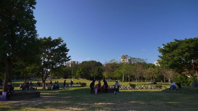taipei city sunny day park slow motion panorama 4k taiwan