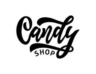 Hand lettering logo Candy shop. vector illustration