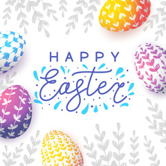 Easter greeting card with color eggs
