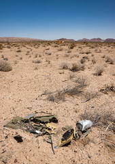 garbage dumped illegally in the  California desert