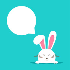 Happy Easter web banner. Greeting card with rabbit. Bunny ears. Vector illustration.