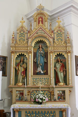 Fototapeta na wymiar Altar of Our Lady in the Church of Holy Cross in Sisak, Croatia