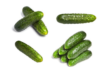 Cucumbers set isolated on white background. Gherkins
