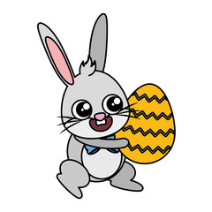 beautiful rabbit with egg painted easter character