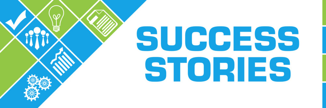 Success Stories Business Symbols Green Blue Left Triangles 