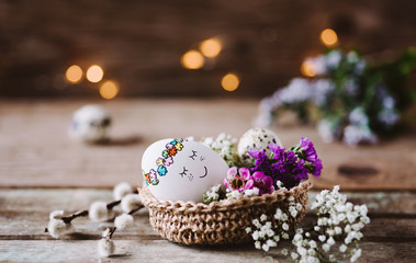 Waiting for the easter bunny - sleeping baby easter egg