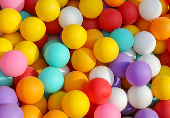 Fototapeta na wymiar Multi-colored balls in a children's attraction