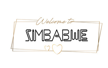 Zimbabwe  Welcome to text Neon lettering typography. Word for logotype, badge, icon, postcard, logo, banner Vector Illustration.