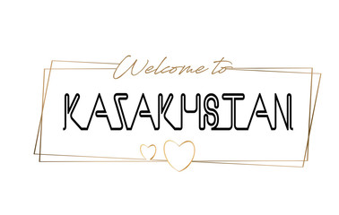 Kazakhstan  Welcome to text Neon lettering typography. Word for logotype, badge, icon, postcard, logo, banner Vector Illustration.