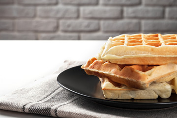 Freshly prepared belgian waffles
