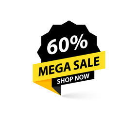 Sale tag. Special offer, big sale, discount, best price, mega sale banner. Shop or online shopping. Sticker, badge, coupon, store. Vector Illustration.