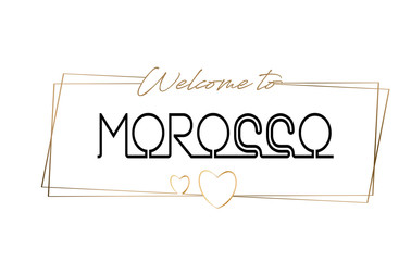 Morocco  Welcome to text Neon lettering typography. Word for logotype, badge, icon, postcard, logo, banner Vector Illustration.