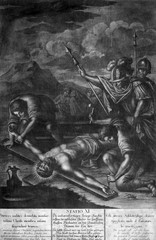 11th Stations of the Cross, Crucifixion: Jesus is nailed to the cross, Church of All Saints in Blato, Korcula island, Croatia