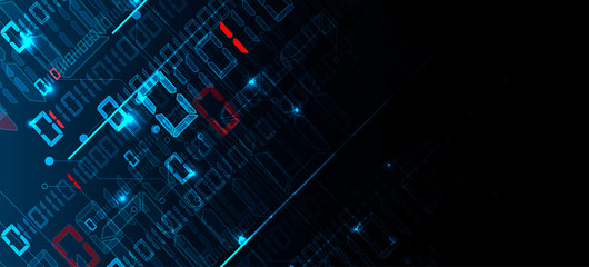 Bytes of binary code run through network. Abstract futuristic technology syberspace
