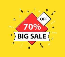 Sale tag. Special offer, big sale, discount, best price, mega sale banner. Shop or online shopping. Sticker, badge, coupon, store. Vector Illustration.