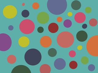 raster illustration of multicolored circles on a blue background