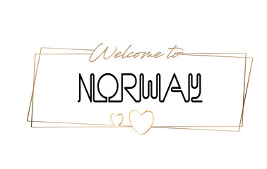 Norway  Welcome to text Neon lettering typography. Word for logotype, badge, icon, postcard, logo, banner Vector Illustration.