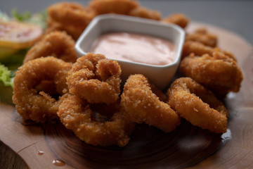 Breaded Squid Rings with Sauce