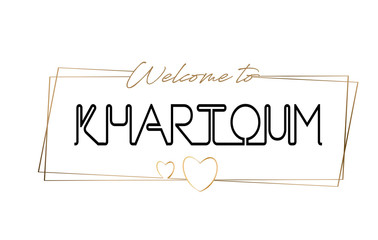 Khartoum  Welcome to text Neon lettering typography. Word for logotype, badge, icon, postcard, logo, banner Vector Illustration.