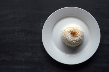 White rice on a white plate