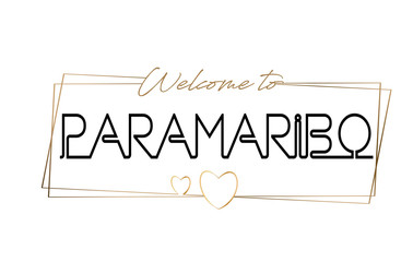 Paramaribo  Welcome to text Neon lettering typography. Word for logotype, badge, icon, postcard, logo, banner Vector Illustration.