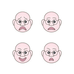 Funny cartoon comic faces on white background. Vector illustration. EPS10