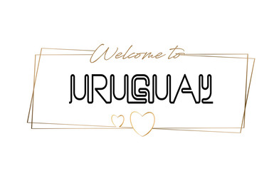 Uruguay  Welcome to text Neon lettering typography. Word for logotype, badge, icon, postcard, logo, banner Vector Illustration.