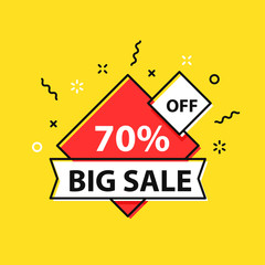 Sale tag. Special offer, big sale, discount, best price, mega sale banner. Shop or online shopping. Sticker, badge, coupon, store. Vector Illustration.