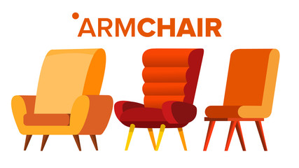 Armchair Vector. Home Furniture Isolated Flat Cartoon Illustration