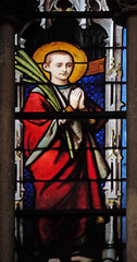 Fototapeta premium Saint martyr, stained glass window in Saint Severin church in Paris, France 