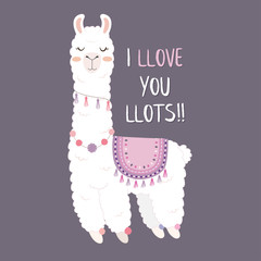 Cute Llama design with I Love You Lots. © yuthana Choradet