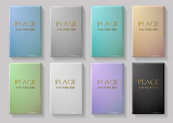 Set of rectangular color realistic plates with place for text. Colored plates for your design. Design elements. Vector illustration.