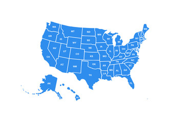 Blank similar USA map isolated on white background. United States of America usa country. Vector template usa for website, design, cover, infographics. Graph illustration. © iiierlok_xolms