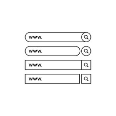Set www search bar icons. Vector illustration isolated on white background. www search bar icon for web site, app, ui and logo. Concept search and www.