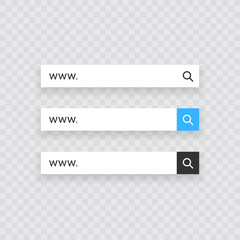 Obraz premium Set www search bar icons. Vector illustration isolated on white background. www search bar icon for web site, app, ui and logo. Concept search and www.