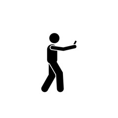 Fototapeta na wymiar Man, walking, phone camera icon. Element of human use phone. Premium quality graphic design icon. Signs and symbols collection icon for websites, web design, mobile app
