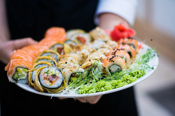 food dish sushi cocktails menu